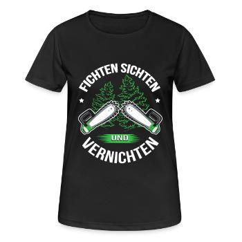 LumberjackS T-shirt through and destroy spruces - Women's Breathable T-Shirt - black - Front - AI Model Female 172 light (172cm)