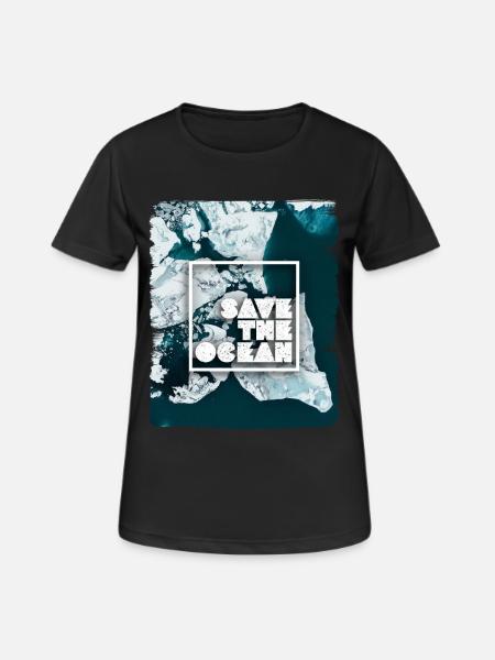 SAVE THE OCEAN - T-shirt respirant Femme - noir
