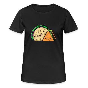 Kawaii Hamburger und Taco Beste Freunde - Frauen T-Shirt atmungsaktiv - Schwarz - Vorne - AI Model Female 172 light (172cm)