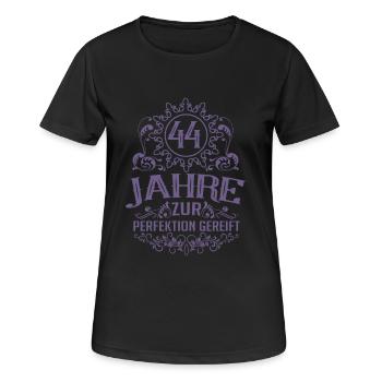 44 Jahre zur Perfektion gereift - Frauen T-Shirt atmungsaktiv - Schwarz - Vorne - AI Model Female 172 light (172cm)