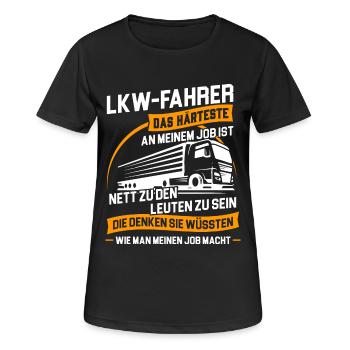 Trucker LKW-Fahrer Fernfahrer LKW Brummi Truck - Frauen T-Shirt atmungsaktiv - Schwarz - Vorne - AI Model Female 172 light (172cm)