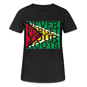 never forget roots home Guyana - Frauen T-Shirt atmungsaktiv - Schwarz - Vorne - AI Model Female 172 light (172cm)