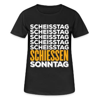 SCHIESSEN - Scheisstag - Frauen T-Shirt atmungsaktiv - Schwarz - Vorne - AI Model Female 172 light (172cm)