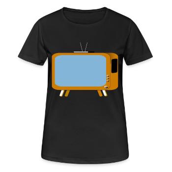 monitor television fernseher tv flatscreen compute - Frauen T-Shirt atmungsaktiv - Schwarz - Vorne - AI Model Female 172 light (172cm)