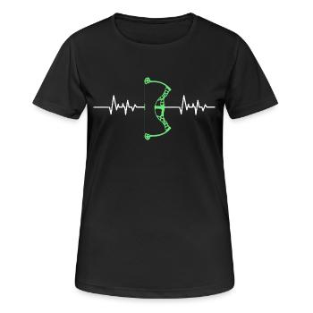 Archery Heartbeat Compound Bow - Frauen T-Shirt atmungsaktiv - Schwarz - Vorne - AI Model Female 172 light (172cm)