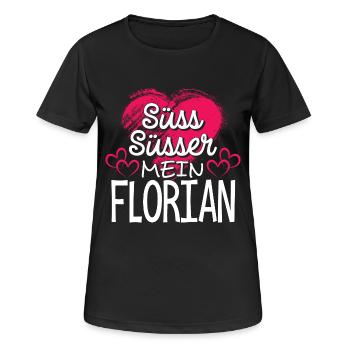 FLORIAN - süss - Frauen T-Shirt atmungsaktiv - Schwarz - Vorne - AI Model Female 172 light (172cm)
