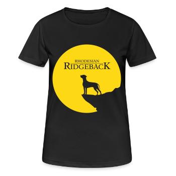 Rhodesian Ridgeback Rising Sun - Frauen T-Shirt atmungsaktiv - Schwarz - Vorne - AI Model Female 172 light (172cm)