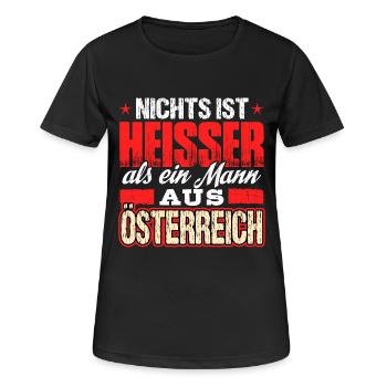 ÖSTERREICH - heiss - Frauen T-Shirt atmungsaktiv - Schwarz - Vorne - AI Model Female 172 light (172cm)
