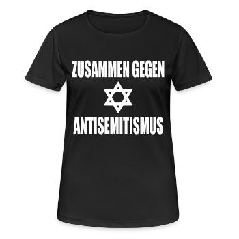zusammen gegen antisemitismus - Frauen T-Shirt atmungsaktiv - Schwarz - Vorne - AI Model Female 172 light (172cm)