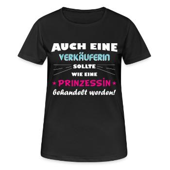 Verkäuferin - Prinzessin - Frauen T-Shirt atmungsaktiv - Schwarz - Vorne - AI Model Female 172 light (172cm)