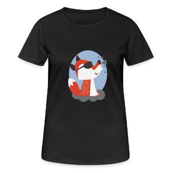 T-shirt renard cool avec cigarette - T-shirt respirant Femme - noir - Devant - AI Model Female 172 light (172cm)