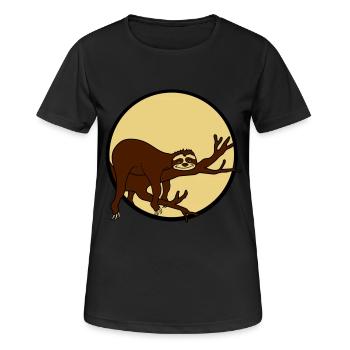 nacht mond sonne abend rund kreis faultier entspan - Frauen T-Shirt atmungsaktiv - Schwarz - Vorne - AI Model Female 172 light (172cm)