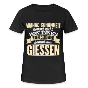 GIESSEN - Schönheit - Frauen T-Shirt atmungsaktiv - Schwarz - Vorne - AI Model Female 172 light (172cm)