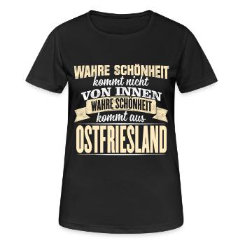 OSTFRIESLAND - Schönheit - Frauen T-Shirt atmungsaktiv - Schwarz - Vorne - AI Model Female 172 light (172cm)