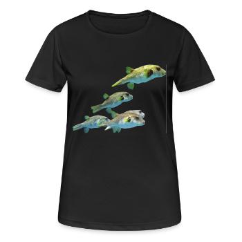 blowfish puffer fish fisherman fish animal animals - Women's Breathable T-Shirt - black - Front - AI Model Female 172 light (172cm)