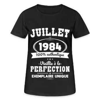 40-jähriges Jubiläum - Juli 1984 Perfektion - Frauen T-Shirt atmungsaktiv - Schwarz - Vorne - AI Model Female 172 light (172cm)
