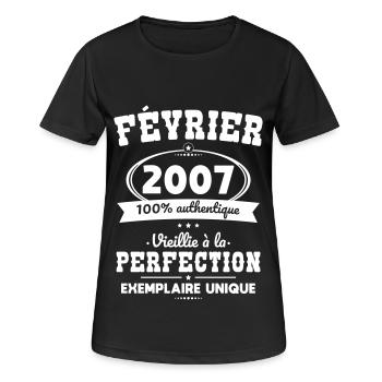18th Birthday - February 2007 Perfection - Women's Breathable T-Shirt - black - Front - AI Model Female 172 light (172cm)