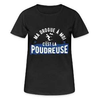 Drogue poudreuse cadeau - T-shirt respirant Femme - noir - Devant - AI Model Female 172 light (172cm)