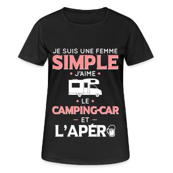 Femme simple aime le camping-car et l'apéro - T-shirt respirant Femme - noir - Devant - AI Model Female 172 light (172cm)