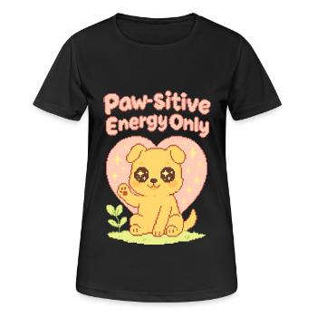 Paw-sitive Energy Only – Cute Pixel Dog Shirt - Women's Breathable T-Shirt - black - Front - AI Model Female 172 light (172cm)