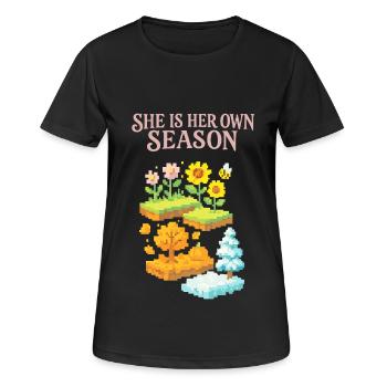 Sie ist ihre eigene Jahreszeit! - Frauen T-Shirt atmungsaktiv - Schwarz - Vorne - AI Model Female 172 light (172cm)