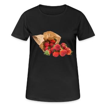 strawberry erdbeeren veggie gemuese fruits60 - Frauen T-Shirt atmungsaktiv - Schwarz - Vorne - AI Model Female 172 light (172cm)