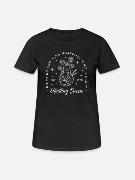 Knitting is my therapy - Women's Breathable T-Shirt - black
