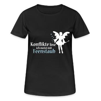 Je résous les conflits généralement avec la - T-shirt respirant Femme - noir - Devant - AI Model Female 172 light (172cm)
