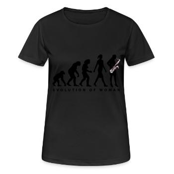 Evolution der Frau Saxophon Spielerin - Frauen T-Shirt atmungsaktiv - Schwarz - Vorne - AI Model Female 172 light (172cm)