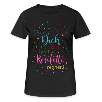 Für Dich soll's heut Konfetti regnen Spruch bunt - Frauen T-Shirt atmungsaktiv - Schwarz - Vorne - AI Model Female 172 light (172cm)
