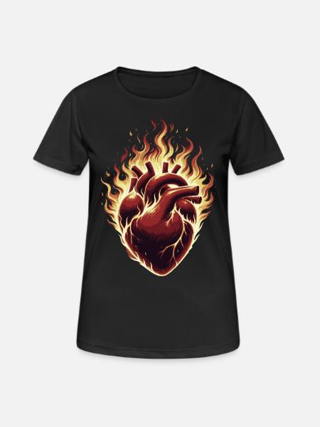 Burning heart in flames - Women's Breathable T-Shirt - black