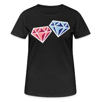 Couple de diamants (symbole de mariage de jeunes mariés / NEG) - T-shirt respirant Femme - noir - Devant - AI Model Female 172 light (172cm)