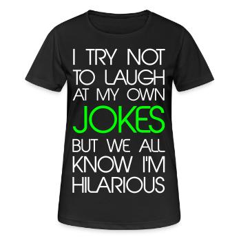Jokes - Frauen T-Shirt atmungsaktiv - Schwarz - Vorne - AI Model Female 172 light (172cm)