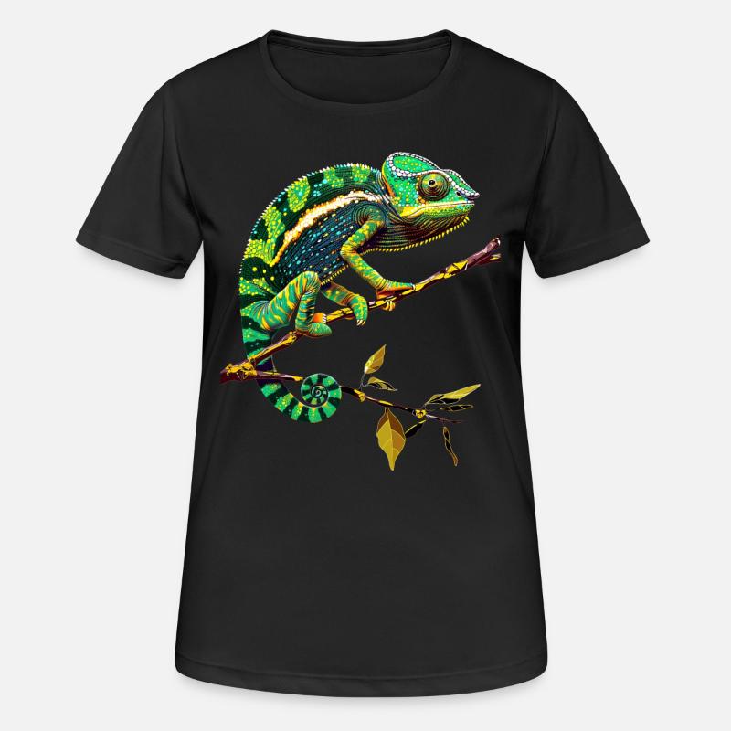 Chameleon, Lizard, Reptile, Iguana, Lizard, Chameleons - Women's Breathable T-Shirt - black