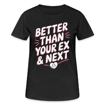 Mieux que votre ex et votre prochaine rupture Single Party - T-shirt respirant Femme - noir - Devant - AI Model Female 172 light (172cm)
