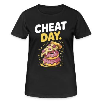 Cheat Day Fitness Enjoyment Break Training Workout - Women's Breathable T-Shirt - black - Front - AI Model Female 172 light (172cm)