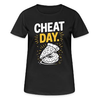 Cheat Day Fitness Enjoyment Break Training Workout - Women's Breathable T-Shirt - black - Front - AI Model Female 172 light (172cm)