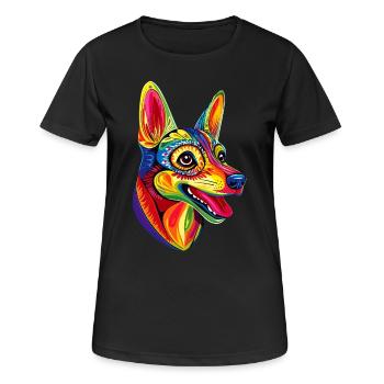 Jouet russe Terrier Chien Jouet russe Russkiy - T-shirt respirant Femme - noir - Devant - AI Model Female 172 light (172cm)