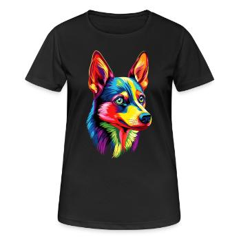 Jouet russe Terrier Chien Jouet russe Russkiy - T-shirt respirant Femme - noir - Devant - AI Model Female 172 light (172cm)