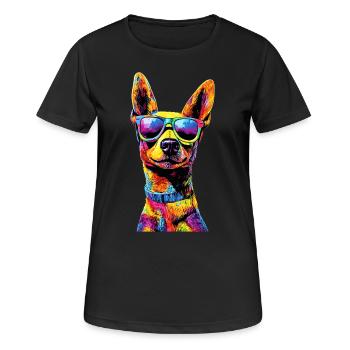 Jouet russe Terrier Chien Jouet russe Russkiy - T-shirt respirant Femme - noir - Devant - AI Model Female 172 light (172cm)