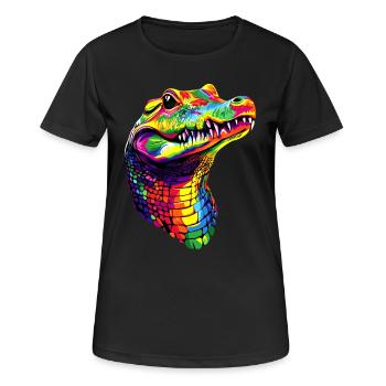 Krokodil Alligator Reptilien Kroko Liebe Krokodile - Frauen T-Shirt atmungsaktiv - Schwarz - Vorne - AI Model Female 172 light (172cm)