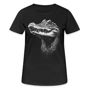 Krokodil Alligator Reptilien Kroko Liebe Krokodile - Frauen T-Shirt atmungsaktiv - Schwarz - Vorne - AI Model Female 172 light (172cm)