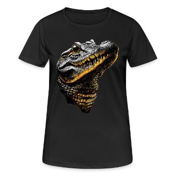 Krokodil Alligator Reptilien Kroko Liebe Krokodile - Frauen T-Shirt atmungsaktiv - Schwarz - Vorne - AI Model Female 172 light (172cm)