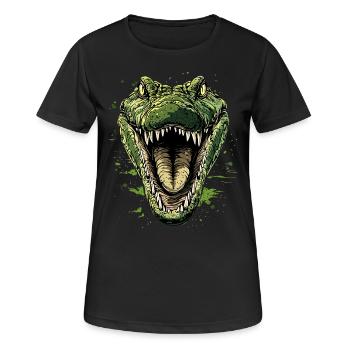 Krokodil Alligator Reptilien Kroko Liebe Krokodile - Frauen T-Shirt atmungsaktiv - Schwarz - Vorne - AI Model Female 172 light (172cm)