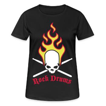 fire_skull_drumsticks_d_3c - Women's Breathable T-Shirt - black - Front - AI Model Female 172 light (172cm)