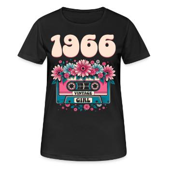 Cassette Femme 60eme Anniversaire 1966 - T-shirt respirant Femme - noir - Devant - AI Model Female 172 light (172cm)