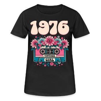 Cassette Femme 50eme Anniversaire 1976 - T-shirt respirant Femme - noir - Devant - AI Model Female 172 light (172cm)