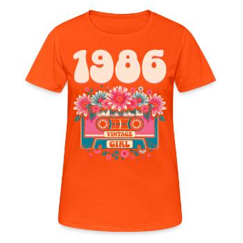 Cassette Femme 40eme Anniversaire 1986 - T-shirt respirant Femme - orange néon - Devant - AI Model Female 172 dark (172cm)