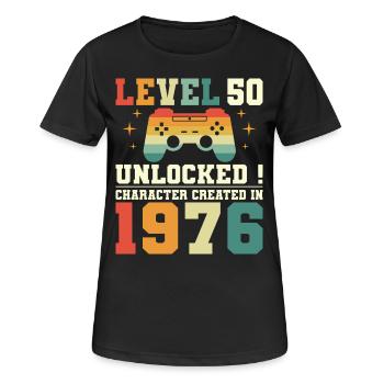 Humor Geek Level 50 Jahre Gamer Geburtstag 1976 - Frauen T-Shirt atmungsaktiv - Schwarz - Vorne - AI Model Female 172 light (172cm)