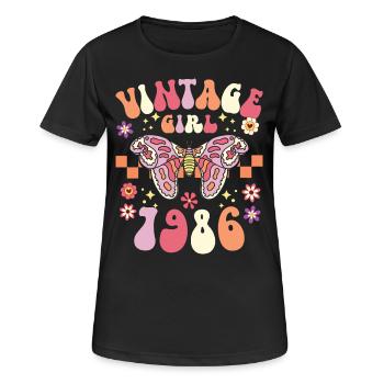 40 Ans Vintage Femme Anniversaire 1986 - T-shirt respirant Femme - noir - Devant - AI Model Female 172 light (172cm)